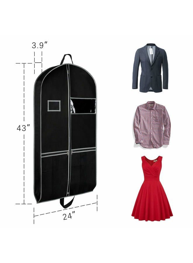 Zilink Breathable Garment Bags Suit Bags for Travel 43" Dress Suit Cover with 2 Large Mesh Pockets and a PVC Card Holder, Black - Image 5