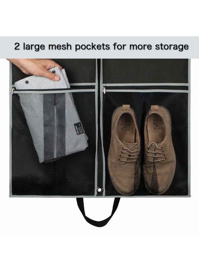 Zilink Breathable Garment Bags Suit Bags for Travel 43" Dress Suit Cover with 2 Large Mesh Pockets and a PVC Card Holder, Black - Image 3