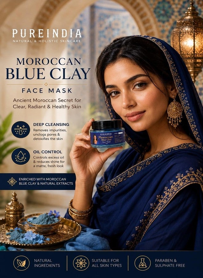 Pureindia Blue Clay (Skincare Power House), Deeply cleanses, Detoxifies, and Tightens Pores, Boosting Skin Radiance. 30 GM. Moroccan Nila Powder | 100% Natural Indigo Blue for Skin Brightening, Soothing. - Image 3