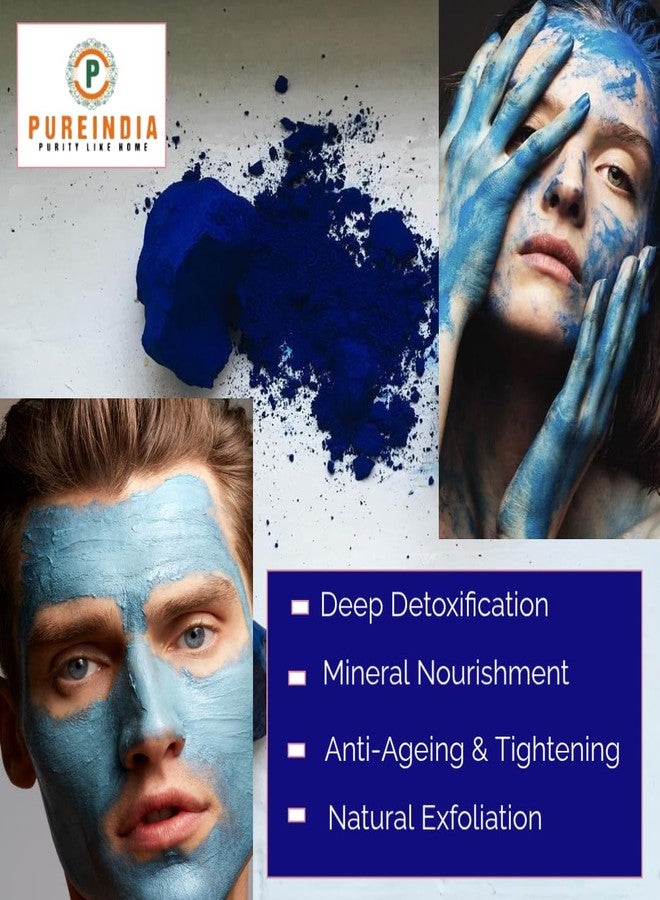 Pureindia Blue Clay (Skincare Power House), Deeply cleanses, Detoxifies, and Tightens Pores, Boosting Skin Radiance. 30 GM. Moroccan Nila Powder | 100% Natural Indigo Blue for Skin Brightening, Soothing. - Image 5