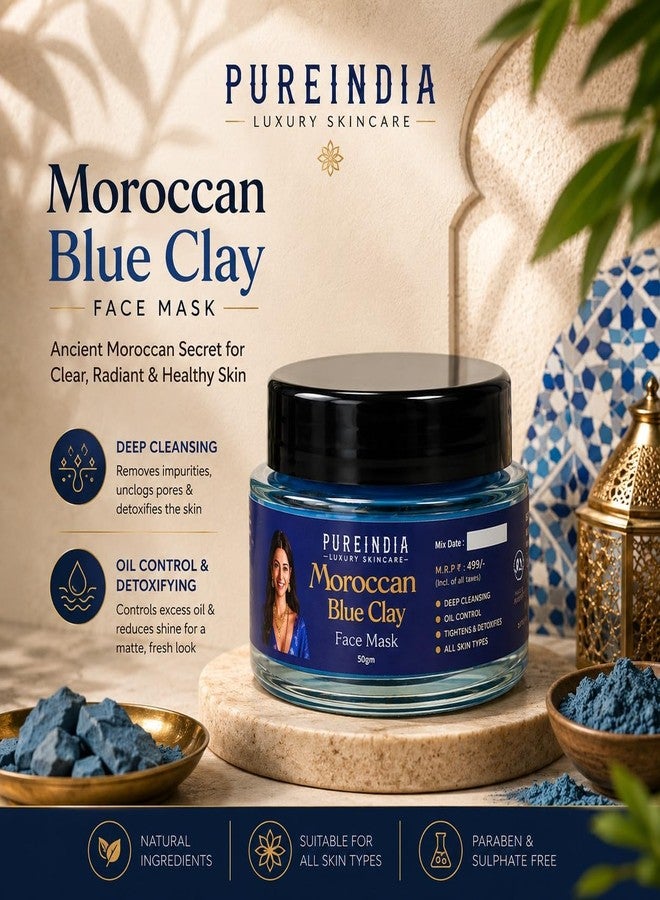 Pureindia Blue Clay (Skincare Power House), Deeply cleanses, Detoxifies, and Tightens Pores, Boosting Skin Radiance. 30 GM. Moroccan Nila Powder | 100% Natural Indigo Blue for Skin Brightening, Soothing. - Image 2
