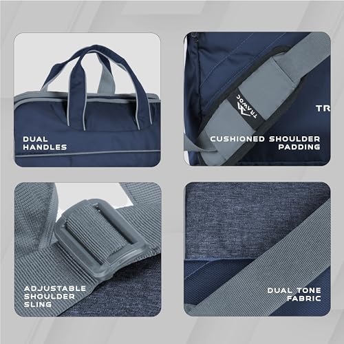 TRAWOC TMPB03 Messenger Shoulder Bag with 16-inch Laptop Compartment |16L Durable Office and College Bag |Water-resistant Business Handbag |3-Year Warranty |Navy Blue - Image 4
