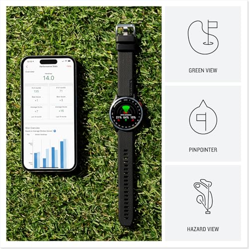 GARMIN ساعة Garmin Approach® S44 الذكية للغولف، GPS أساسي، شاشة AMOLED، ميزات على المسار، إطار ألمنيوم فضي مع حزام سيليكون أسود - Image 3