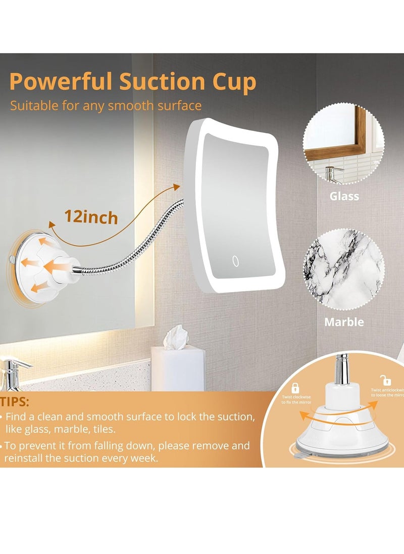 Fabuday - Fabuday Flexible Gooseneck 30X Lighted Magnifying Mirror - Upgraded Rechargeable Makeup Mirror with Lights and Magnification, LED Travel Mirror with Suction Cup for Bathroom, 3 Color Lighting, Square - Image 1