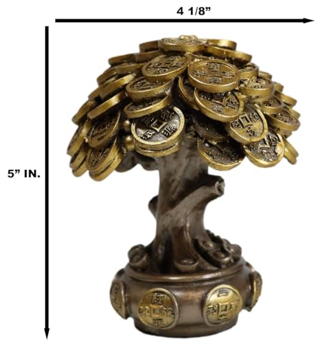 Ebros Gift Ebros Feng Shui Gold Tree Statue Golden Money Coin Tree of Wealth and Abundance Decor Talisman Figurine - Image 2