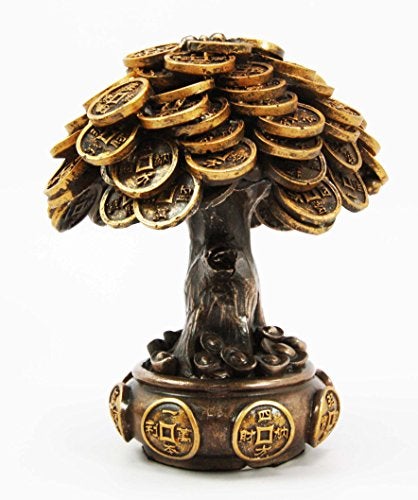Ebros Gift Ebros Feng Shui Gold Tree Statue Golden Money Coin Tree of Wealth and Abundance Decor Talisman Figurine - Image 3