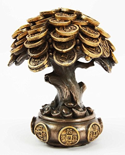 Ebros Gift Ebros Feng Shui Gold Tree Statue Golden Money Coin Tree of Wealth and Abundance Decor Talisman Figurine - Image 1