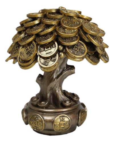 Ebros Gift Ebros Feng Shui Gold Tree Statue Golden Money Coin Tree of Wealth and Abundance Decor Talisman Figurine - Image 4