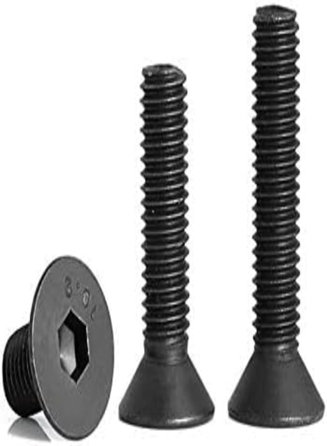 Flat Head Countersunk Screws Hex Socket, Black Steel, M6x50mm, 5pcs