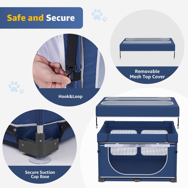 LOOBANI Foldable Dog Playpen with Cover: 1 Min Setup Pet Puppy Playpen Indoor, Sturdy Reinforced Steel/Iron Frame Dog Fence, Portable Whelping Box for Home Dog Cat Rabbit-43.3"x43.3"x27.1"â”‚Patented - Image 4