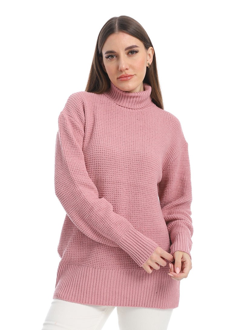 Caesar women wool plain pullover with high neck and multidesign - Image 1