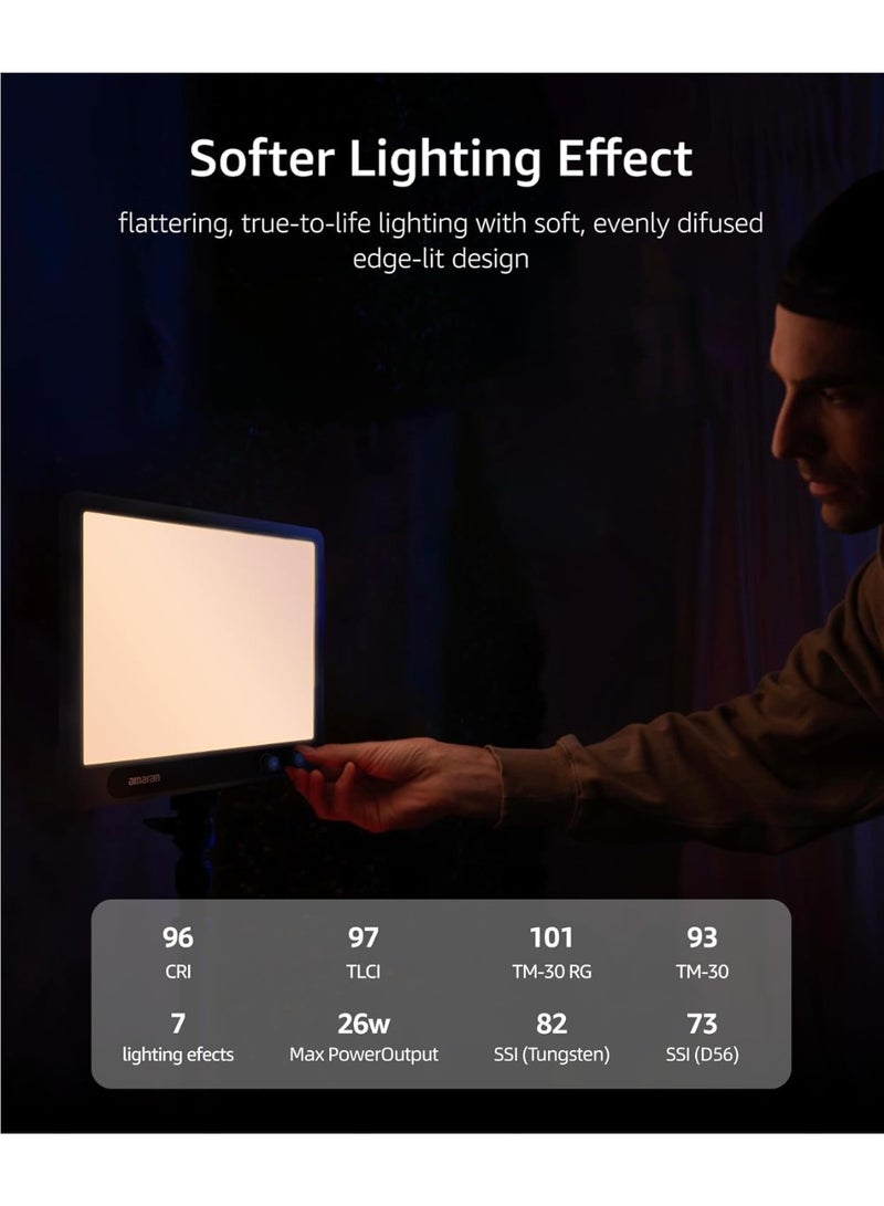 Aputure Amaran Verge LED Light Panel (White) | Compact RGBWW Desk Light for Creators & Streamers | App-Controlled with Full Color Spectrum - Image 3