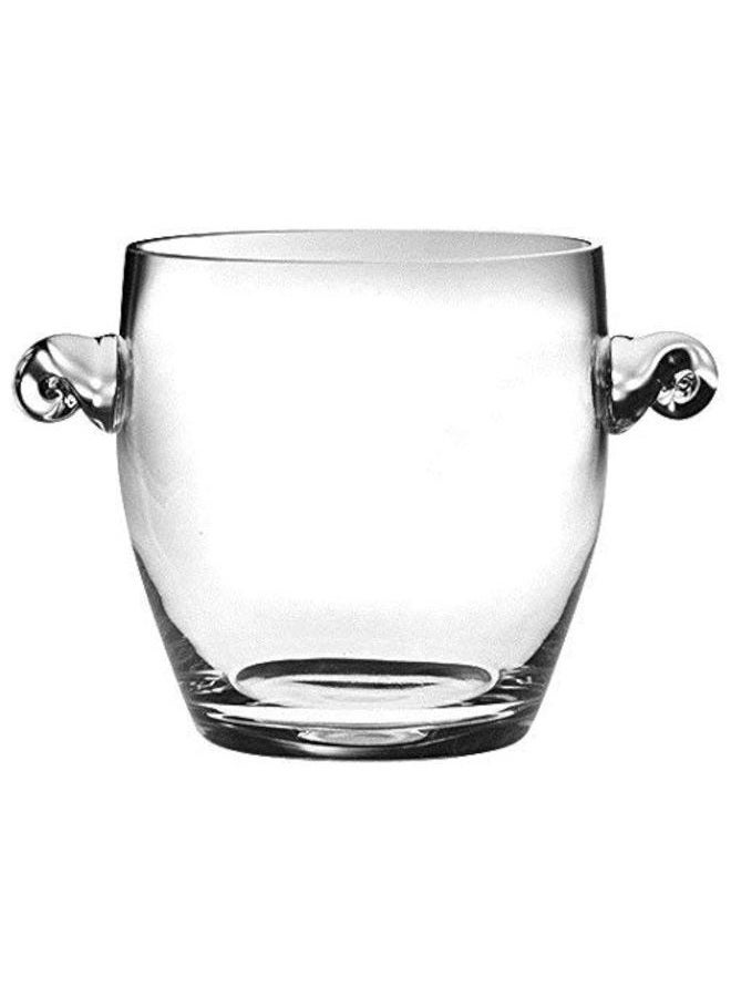 Glass- Ice Bucket- Wine Cooler - 8"H Glass - with 2 handles - Clear - Made in Europe