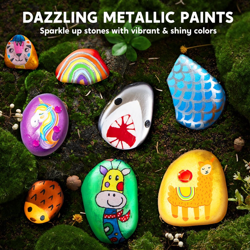 JOYIN Rock Painting Kit for Kids, Arts and Crafts for Girls & Boys Ages 6-12, DIY Supplies for Painting Rocks, Easter Craft Kits Art Set, Toddler Birthday, Family Indoor Activity - Image 2