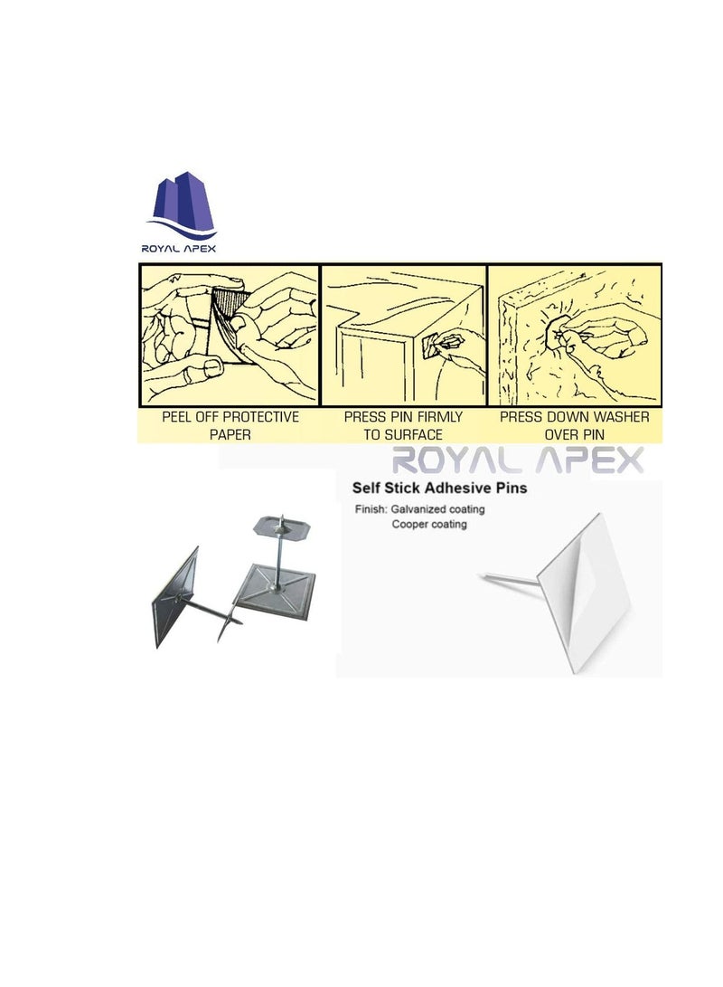 Self-Stuck Up Stick Stuck-up Adhesive Insulation Foam Pin with Lock Washer for Attaching Insulating Materials on Smooth Surfaces 2x2x2 Inch (Pack 25, 2x2x2.5 Inch) - Image 2