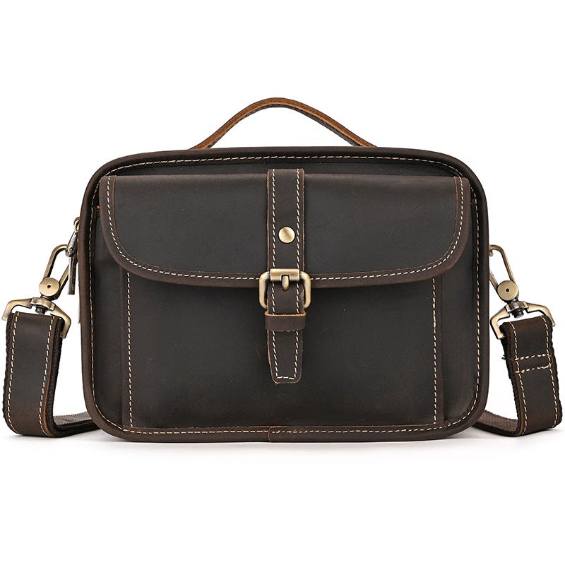 Men'S Genuine Leather Shoulder Bag, Crazy Horse Leather Crossbody Bag, Top Layer Cowhide Flap Shoulder Bag, Ipad Bag, Exclusively For Sales - Image 1