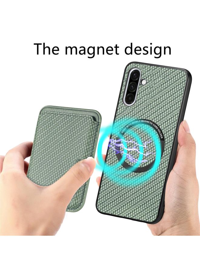 S-TOP Case For Samsung Galaxy A56 5G Carbon Fiber Leather Card Magsafe Phone Case - Image 3