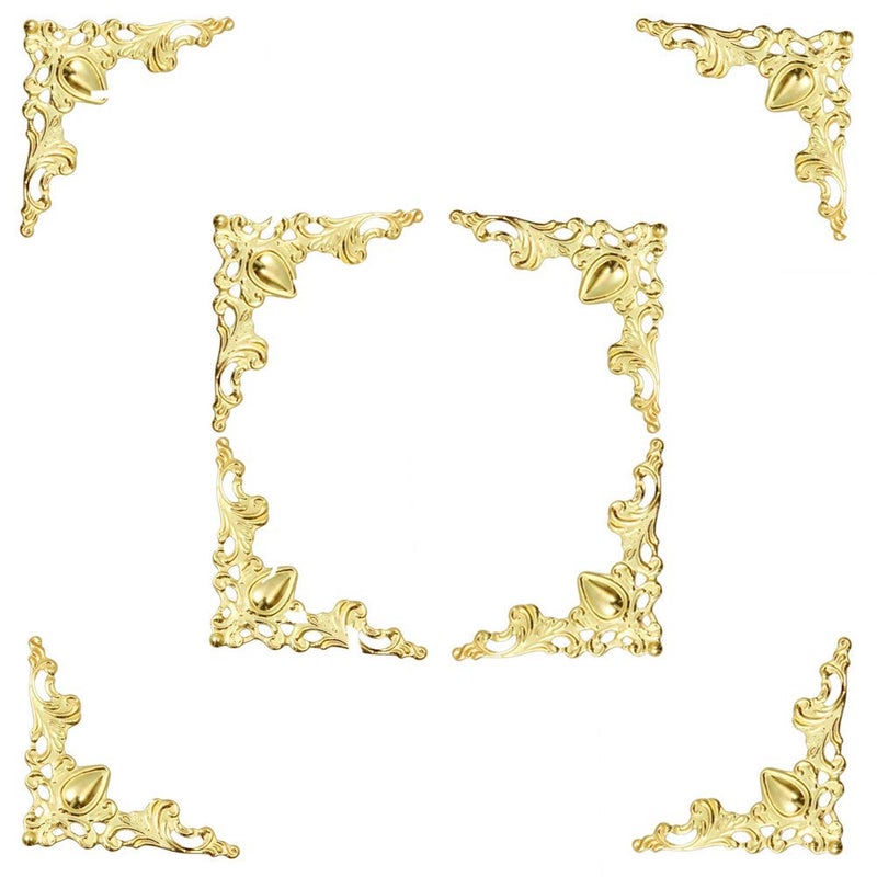 48 Solid Pure Copper Box Corner Protectors Retro Table Edge Cover Cabinet Furniture Decoration Edge Safety Desktop Jewelry Box Corner Protectors Gold