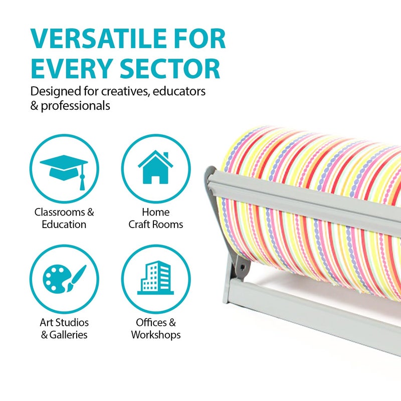 MetCrafted 30" Roll Paper Dispenser with Cutter - Wall Mount or Desktop Metal Straight Edge Cutter - Fits Craft Paper Roll, Freezer, Wrapping, Butcher Papers, or Cling Film - Non-Sharp Edge, Grey - Image 4