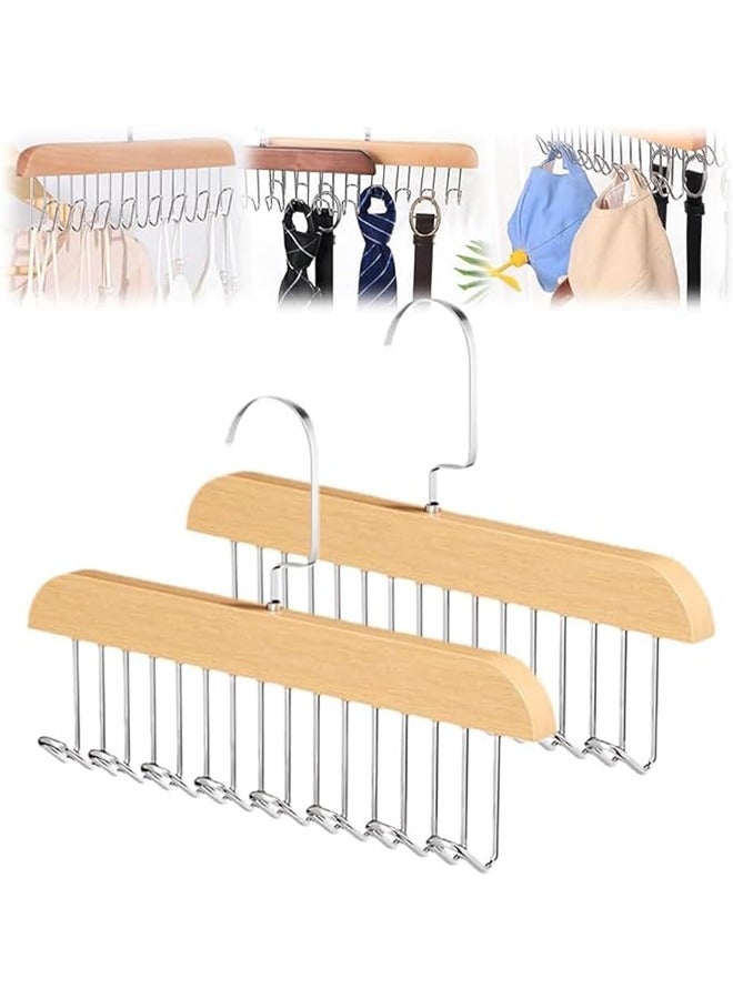 CityRiya-Long 2 Pack Belt Rack Belt Hanger with 8 Hooks Stainless Steel Tie Rack for Storage Multi Function Rotating Ties Scarf Hanger Belt Holder Men Women Belt Hanger Organizer for Closet  - Image 1