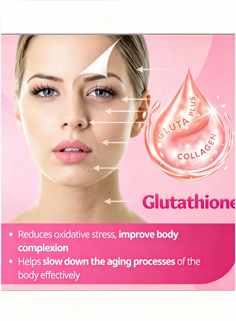 NATURE GLOW Glutathione Collagen Glow, Anti-Aging Formula, Skin Whitening and Brightening, Vitamins Strawberry Flavor, 60 Organic Gummies - Image 3