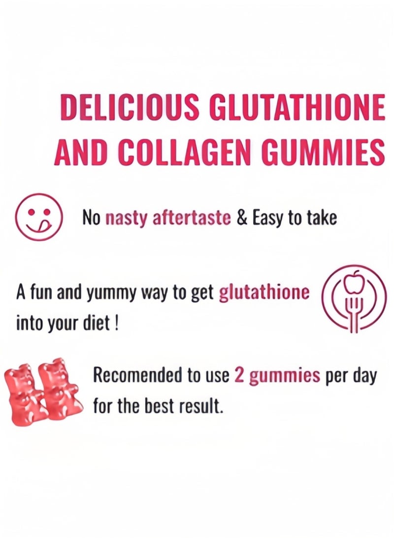 NATURE GLOW Glutathione Collagen Glow, Anti-Aging Formula, Skin Whitening and Brightening, Vitamins Strawberry Flavor, 60 Organic Gummies - Image 4