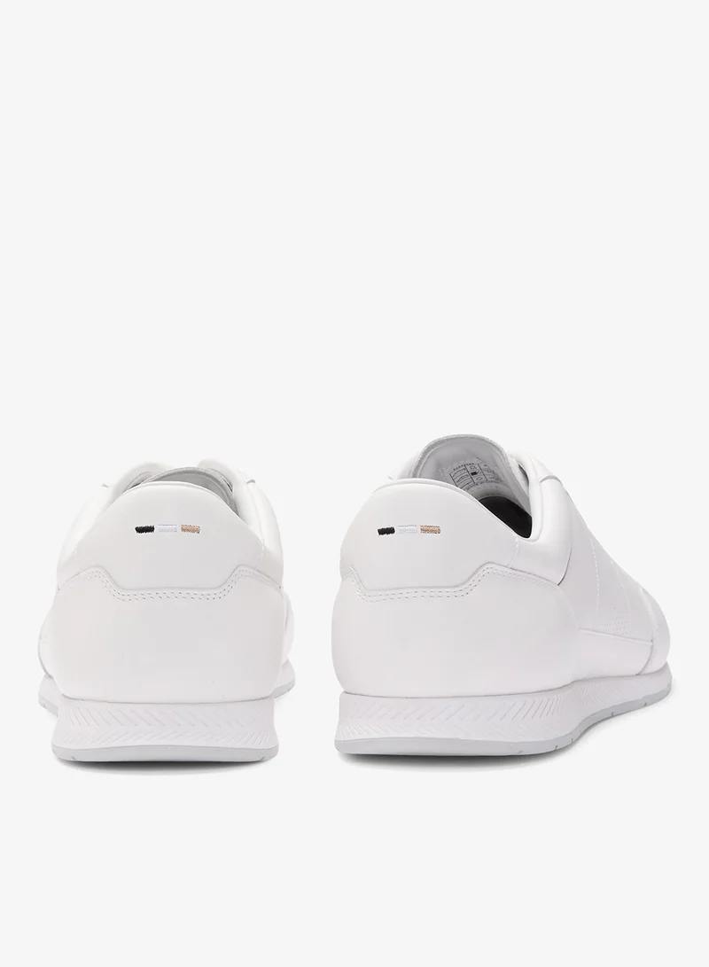 BOSS Nappa-leather trainers with perforated details