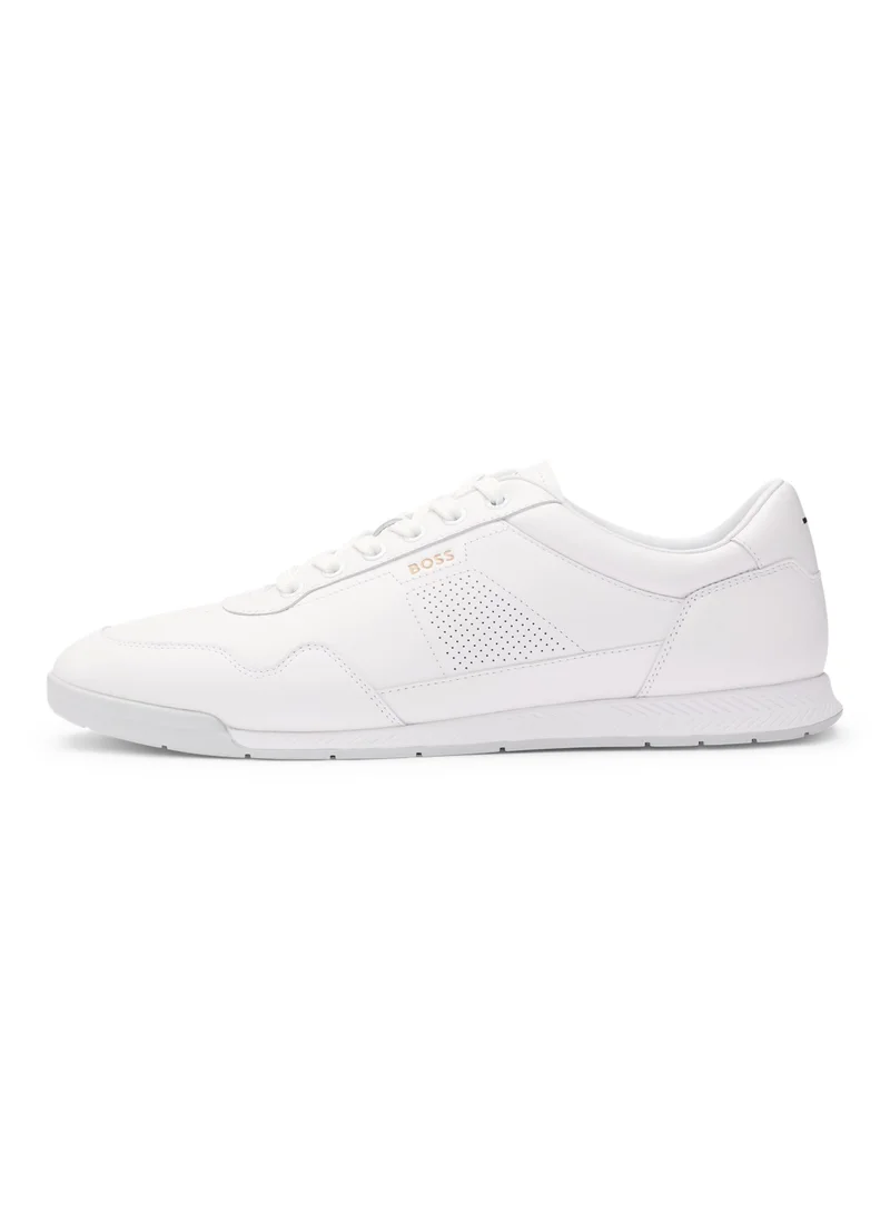 BOSS Nappa-leather trainers with perforated details