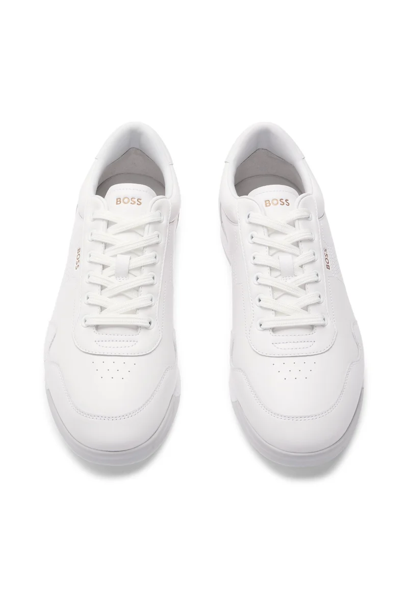 BOSS Nappa-leather trainers with perforated details
