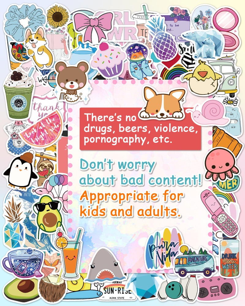 Greingways Sticker for Water Bottles, 300 Pcs/Pack Cute Vinyl Waterproof Vsco Laptop Stickers for School Students Gifts Classroom Teachers Prizes Stickers for Kids Teens Girls - Image 5