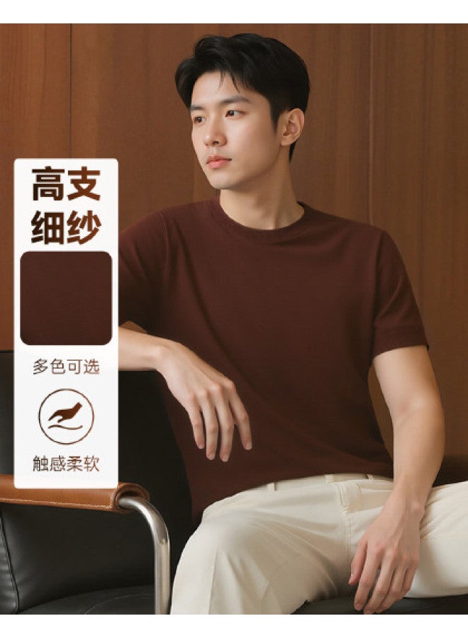 Fapai Short-sleeved Sweater, Thin Style For Spring And Autumn, Men's Knitted Sweater, Versatile Solid Color, Men's Round-neck Sweater - Image 1