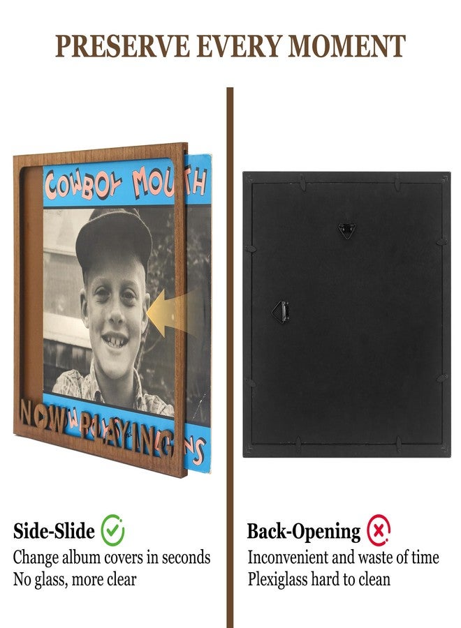 FramePro Vinyl Record Frame Now Playing Case Holder, Display 12.5x12.5 Album Cover Brown Pack of 3 - Image 3