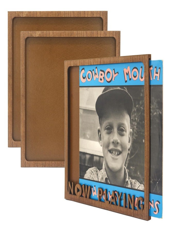 FramePro Vinyl Record Frame Now Playing Case Holder, Display 12.5x12.5 Album Cover Brown Pack of 3 - Image 1