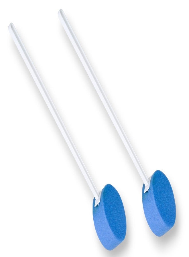 Essential Medical Supply مجموعة إمدادات طبية أساسية ديلوكس 2 عبوة من إسفنجات الاستحمام والدش الدائرية مع مقبض بلاستيكي بطول 20 بوصة وخطاف للتعليق - مقبض طويل إضافي للوصول إلى المناطق الصعبة أثناء الاستحمام والحمام - Image 1
