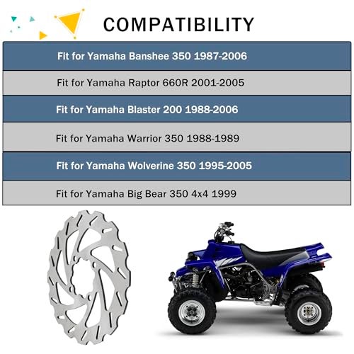 OTINUBEE Rear Brake Disc Rotor ATV 220mm Fit for YAMAHA BANSHEE 350 1987-2006, BLASTER 200 1988-2006, WARRIOR & WOLVERINE 350 1995-2005, Raptor 660R 2001-200, 2XJ-25831-50-00 2GU-25831-51-00 - Image 4