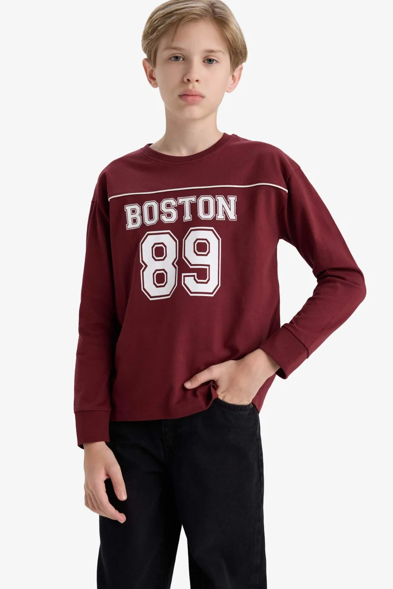 ديفاكتو Boy Crew Neck Printed Long Sleeve T-Shirt