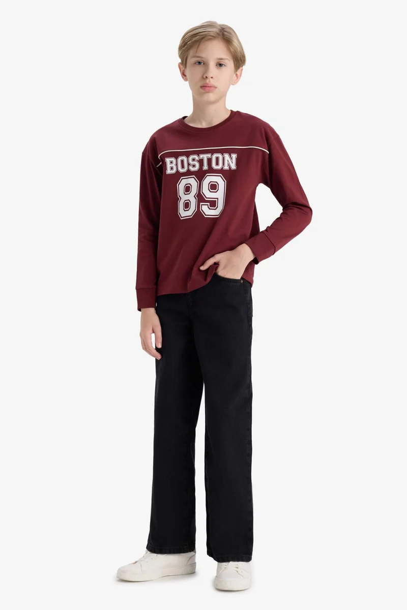 ديفاكتو Boy Crew Neck Printed Long Sleeve T-Shirt