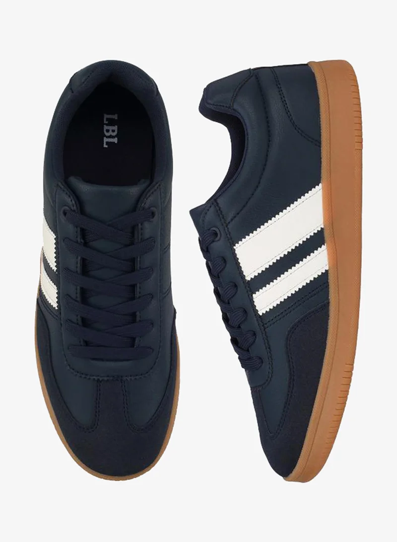 Men Striped Lace-Up Ankle Sneakers
