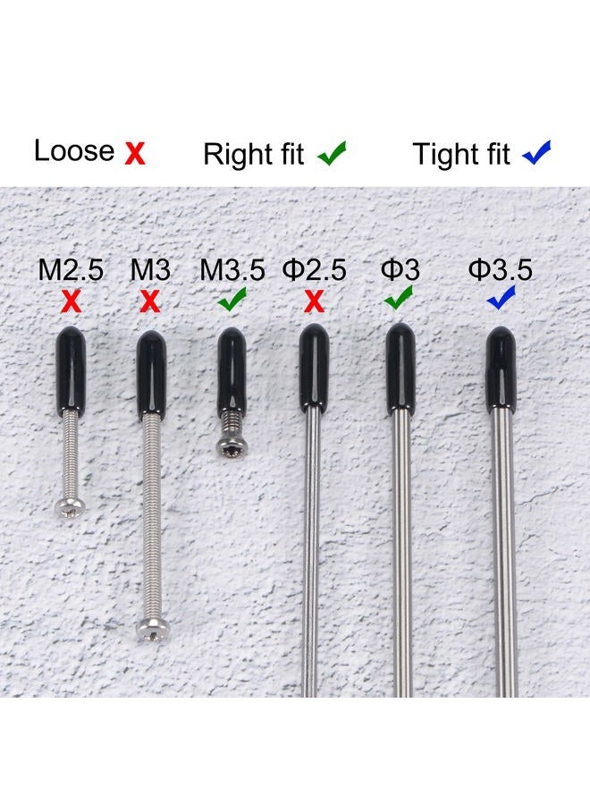 uxcell 100pcs Rubber End Caps 3mm ID Vinyl Round Tube Bolt Cap Cover Screw Thread Protectors Black - Image 4