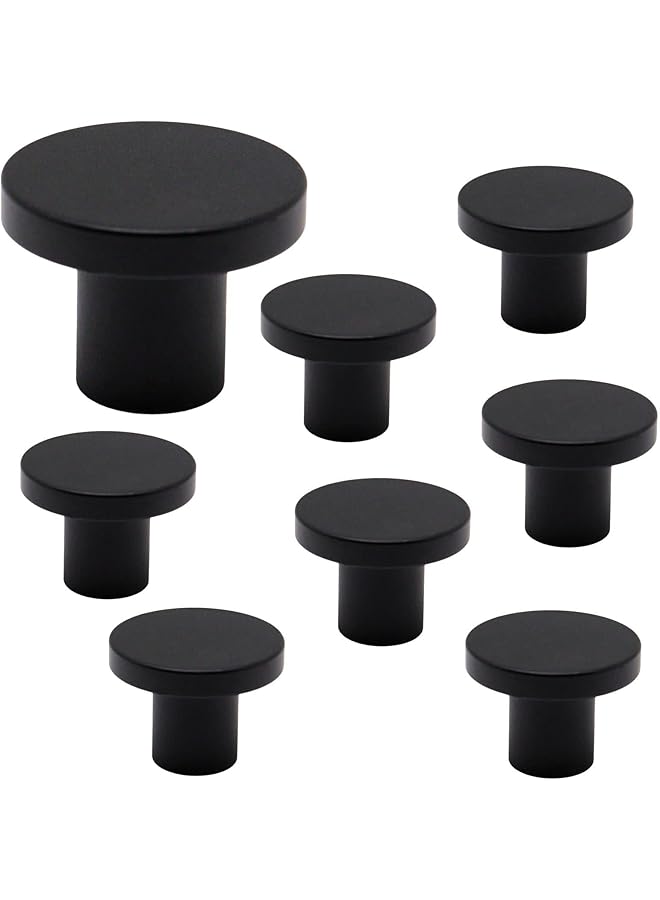 PROMASS Closet Door Knobs, Black Cabinet Knobs for Cabinets and Drawers Round Dresser Knobs with Screws 8 Pack - Image 1