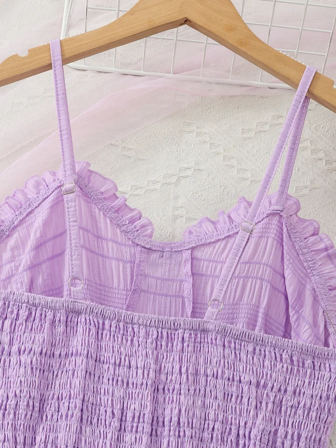 Take Two  Girls Purple Textured Strappy Tiered Dress for Women | Best Price UAE