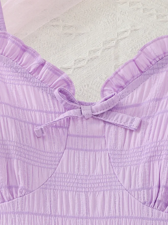 Take Two  Girls Purple Textured Strappy Tiered Dress for Women | Best Price UAE