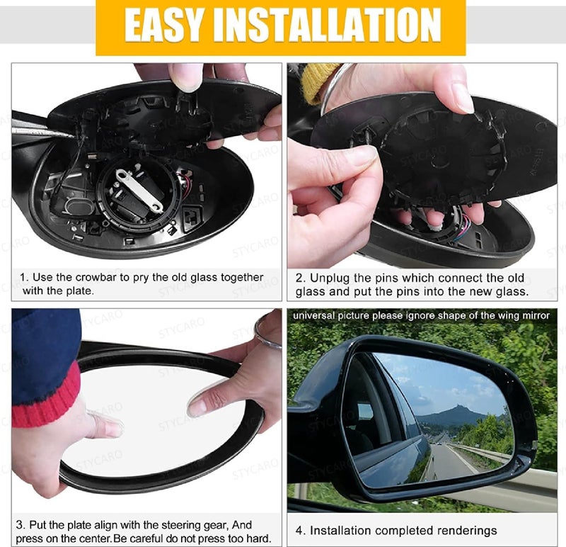 STYCARO -Side View Mirror Glass compatible with Mahindra Thar 2020-2024 Model (Left Passenger Side) - Image 4