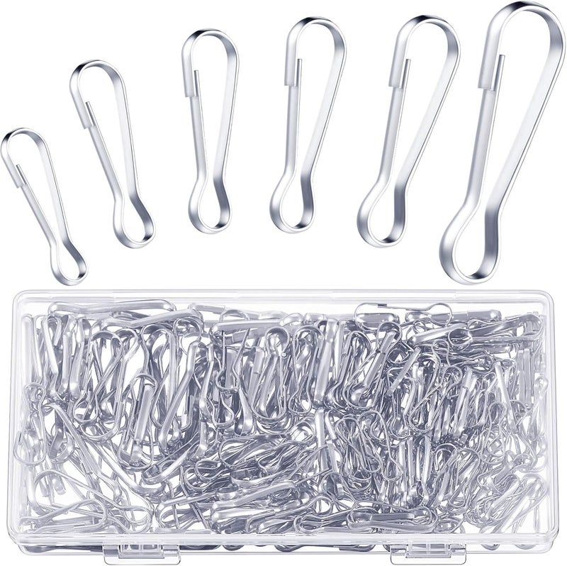 Ripeng 250 Pieces 6 Size 304 Stainless Steel Spring Hooks, 20mm 25mm 28mm 30mm 32mm 40mm Lanyard Snap Clip Hooks Rust-Proof Flag Pole Clips Zipper Pull for ID Card, Key Chain, Purse, DIY, Curtains - Image 1