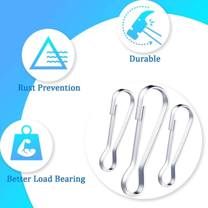 Ripeng 250 Pieces 6 Size 304 Stainless Steel Spring Hooks, 20mm 25mm 28mm 30mm 32mm 40mm Lanyard Snap Clip Hooks Rust-Proof Flag Pole Clips Zipper Pull for ID Card, Key Chain, Purse, DIY, Curtains - Image 4
