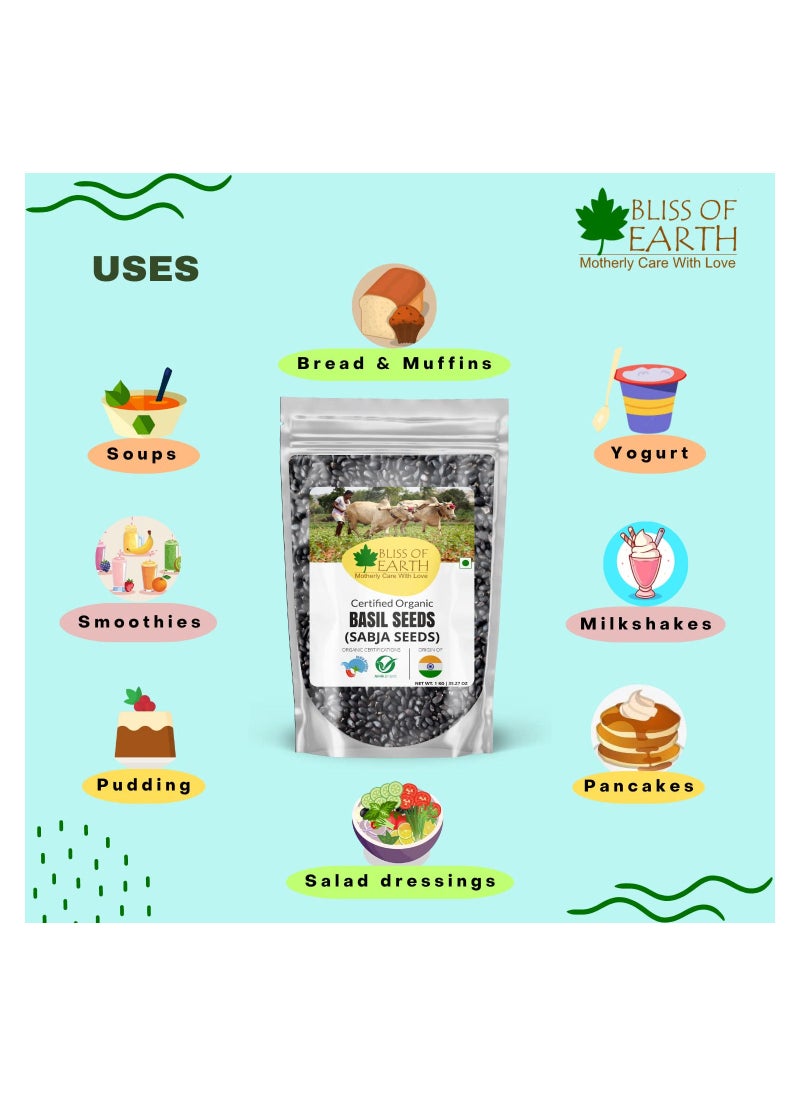 BLISS OF EARTH Basil Seeds Organic Sabja Seeds, Tukmaria Seeds Fibre & Omega-3 Rich Good for weight loss, Hydration Tiny PowerHouse Seeds 200gm  - Image 4