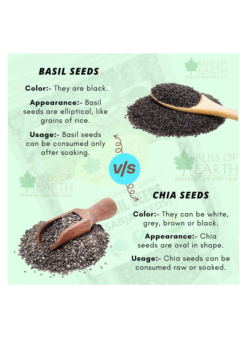 BLISS OF EARTH Basil Seeds Organic Sabja Seeds, Tukmaria Seeds Fibre & Omega-3 Rich Good for weight loss, Hydration Tiny PowerHouse Seeds 200gm  - Image 5