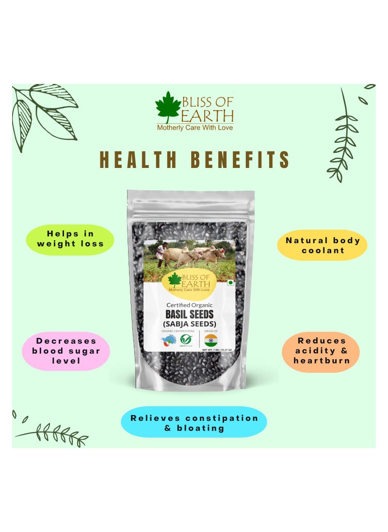BLISS OF EARTH Basil Seeds Organic Sabja Seeds, Tukmaria Seeds Fibre & Omega-3 Rich Good for weight loss, Hydration Tiny PowerHouse Seeds 200gm  - Image 2