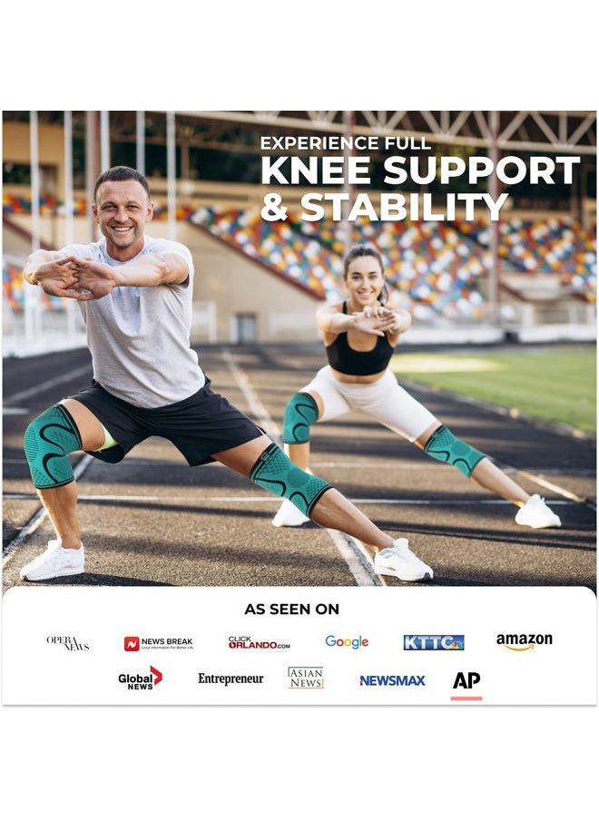 Modvel 2 Pack Knee Brace for Women & Men - Workout Knees Compression Sleeve for Knee Pain Relief Joint Support for ACL, Arthritis, Meniscus Tear Knees Brace for Sports, Rodilleras para Gym Fitness  - Image 2