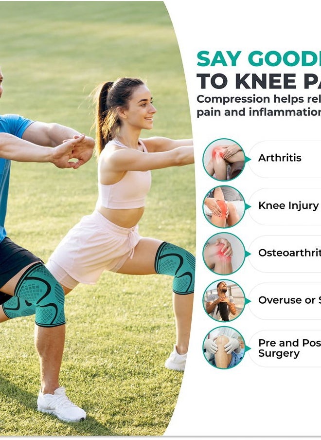 Modvel 2 Pack Knee Brace for Women & Men - Workout Knees Compression Sleeve for Knee Pain Relief Joint Support for ACL, Arthritis, Meniscus Tear Knees Brace for Sports, Rodilleras para Gym Fitness  - Image 3